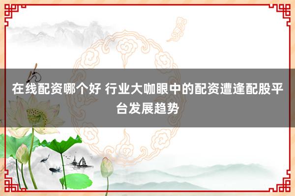 在线配资哪个好 行业大咖眼中的配资遭逢配股平台发展趋势