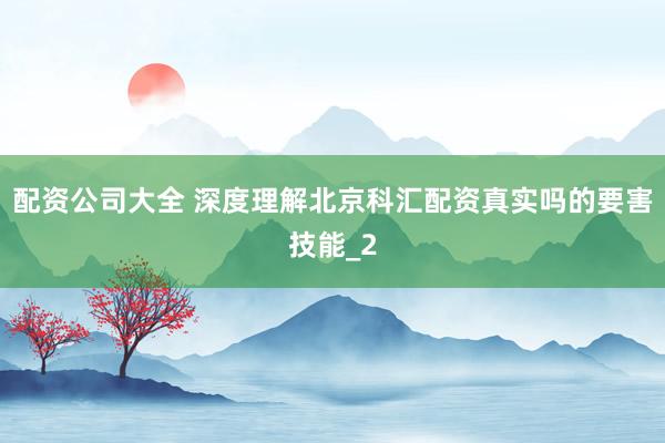 配资公司大全 深度理解北京科汇配资真实吗的要害技能_2
